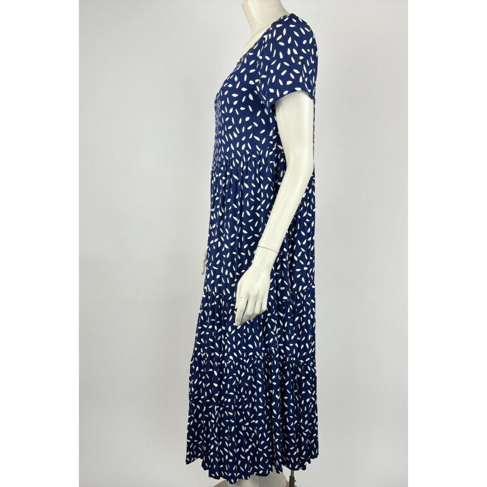 Mister Zimi Short Sleeve Maxi Dress Women 4 EUC Scoop‎ Neck Blue Lightweight - Picture 4 of 16
